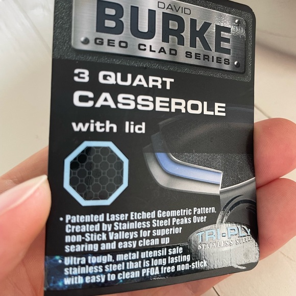 NEW David Burke 3 Quart Casserole Pot With Lid Stainless Steel Geo Clad 500F - Picture 6 of 12